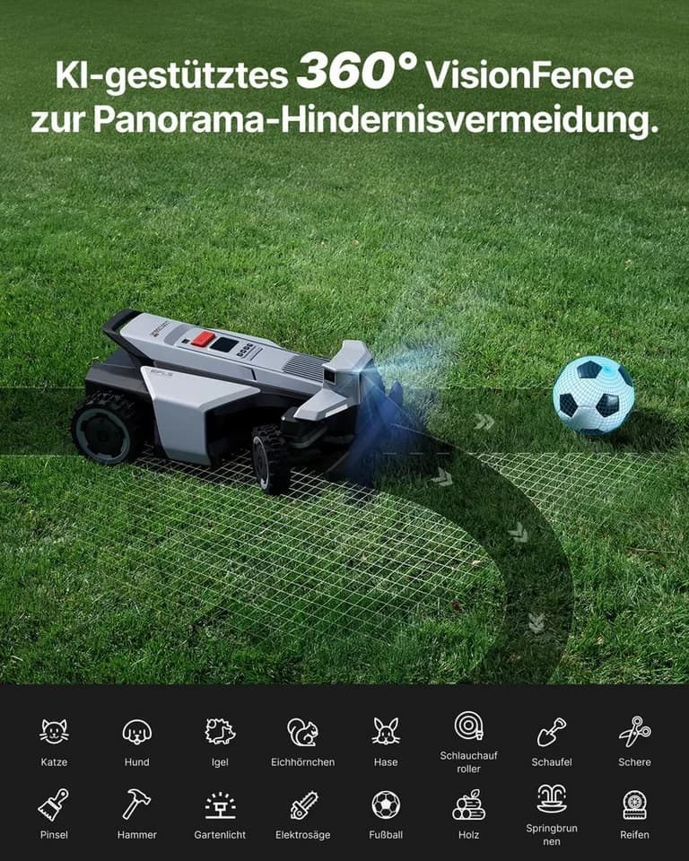 NAVIMOW Rasenmähroboter Segway X420 Mähroboter ohne Begrenzungskabel, bis 2000 m² Rasenfläche, (1-St., Zero-Turn AWD für 84 % Steigungen, NRTK+360° Vision), All-Terrain-Rasenmäher Roboter, Keine RTK-Basisstation - Thumbnail 8