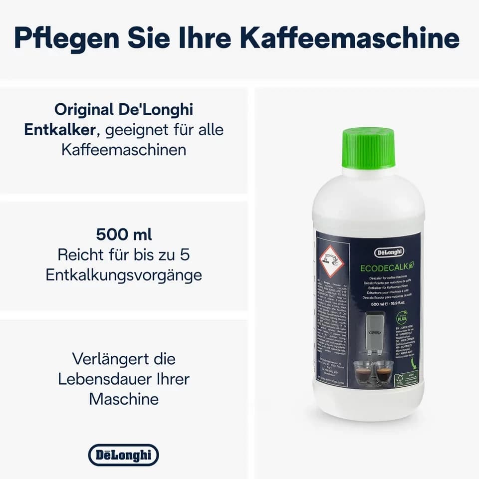 De'Longhi DLSC500 EcoDecalk Entkalker (Kalklöser für Kaffeevollautomat und Espressomaschine) - Thumbnail 2