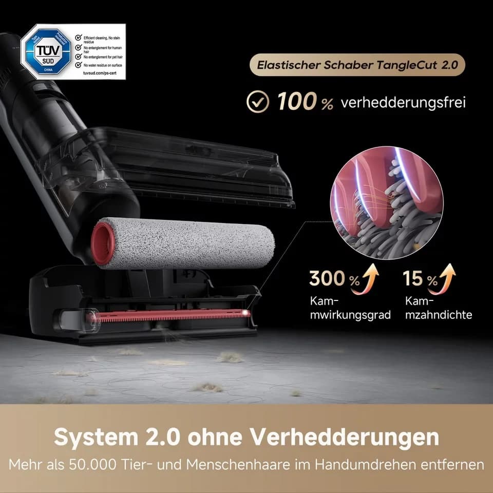 Dreame Nass-Trocken-Sauger H15 Pro Foam Wash, 400 W, Kombi aus Warmwasser-Schaumreinigung, 180°-Design, 23.000 Pa Saugkraft - Thumbnail 8