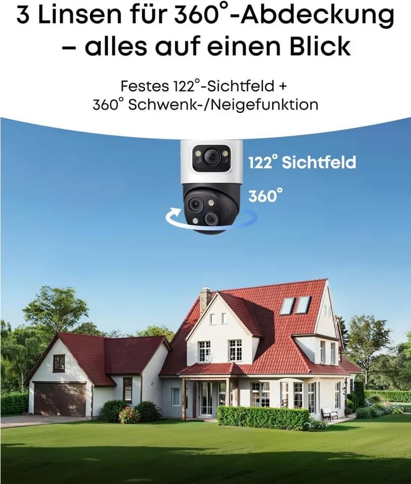 eufy Security IP-Überwachungskamera eufy PoE NVR Security System S4 Max, 3-Linsen Bullet-PTZ-Kameras (1-tlg., 4*PoE NVR Security System S4 Max, KI Auto-Framing&Tracking, Farbnachtsicht, Stroboskop) - Thumbnail 4