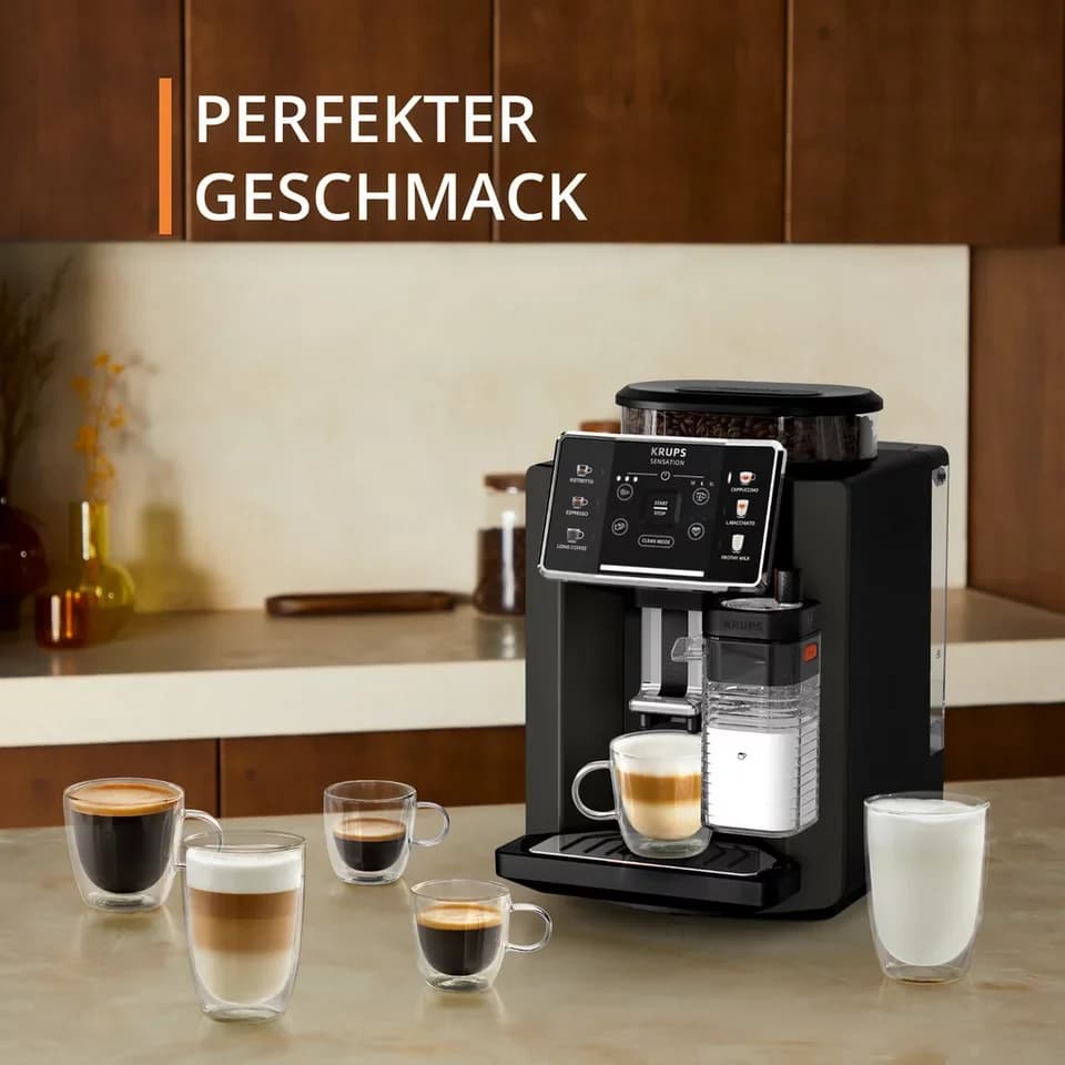 Krups Kaffeevollautomat EA9129 Sensation Milk, 6 Kaffee- und Milchspezialitäten, aut. Reinigung, Metall-Brühgruppe - Thumbnail 7