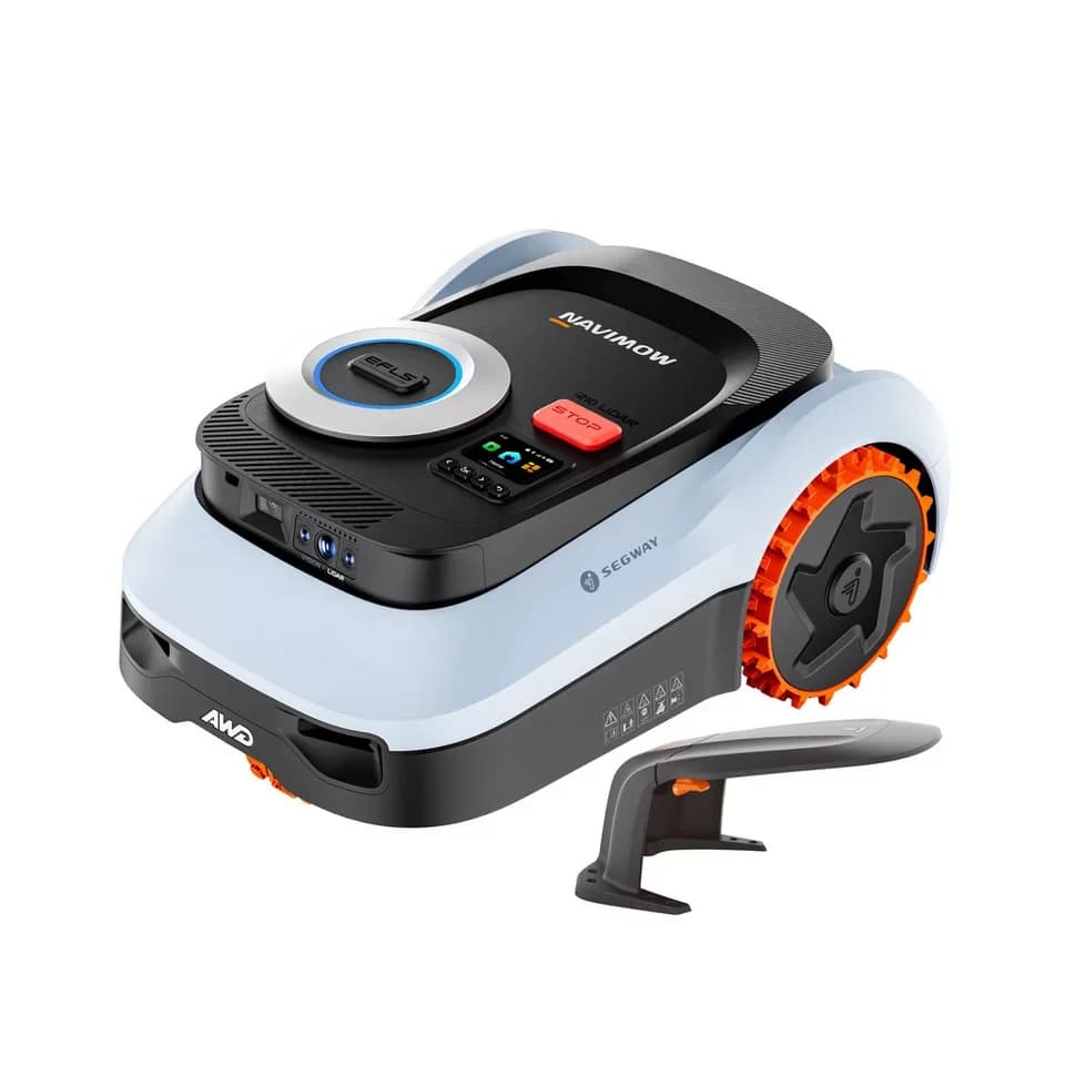 NAVIMOW Rasenmähroboter Segway i210/i220 LiDAR Pro Mähroboter ohne Begrenzungskabel, bis 1000 m² Rasenfläche, (1-St., Xero-Turn AWD für 55 % Steigungen, Auto-Kartierung), mit Garage M, LiDAR+Vision+NRTK Tri-Fusion-Positionierung