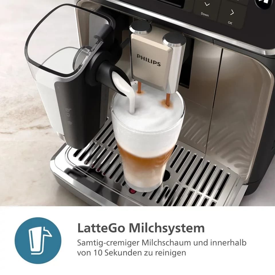 Philips Kaffeevollautomat EP5547/90 5500 Series, 20 Kaffeespezialitäten (heiß oder eisgekühlt), LatteGo-Milchsystem, SilentBrew Technologie - Thumbnail 4