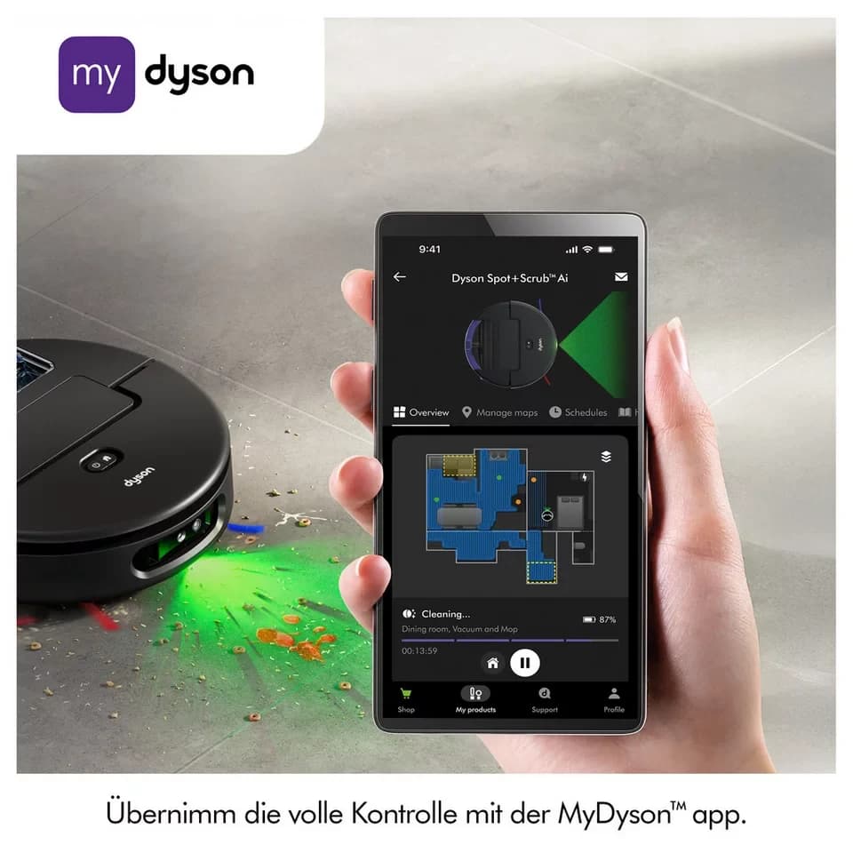 DYSON Saugroboter mit Wischfunktion spot+scrub Ai, beutellos, Beseitigt versteckte Flecken mithilfe fortschrittlicher KI - Thumbnail 9
