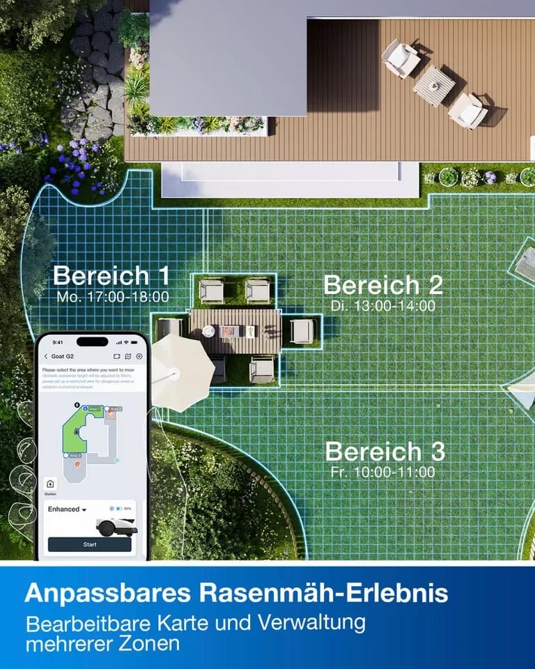 ECOVACS Rasenmähroboter GOAT O800 RTK, bis 800 m² Rasenfläche, (Packung), Steuerung per App, LiDAR-Enhanced RTK Navigation; Grundfarbe: weiß - Thumbnail 9