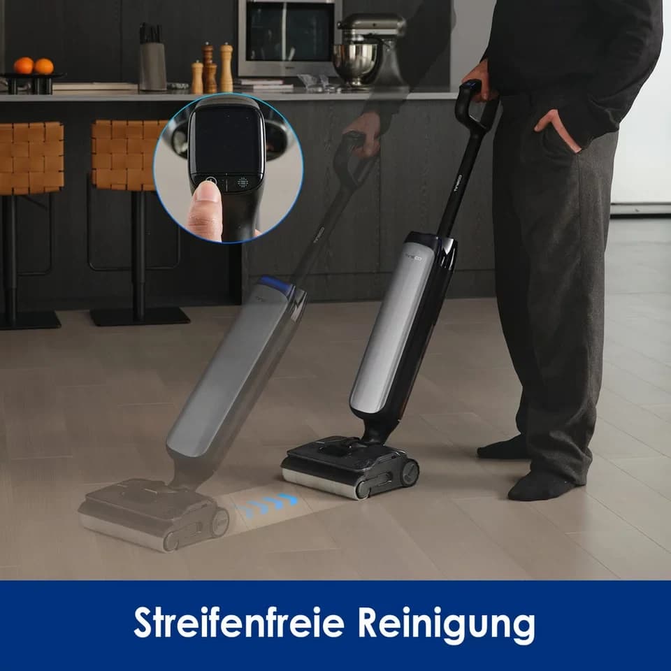 Tineco Nass-Trocken-Sauger Floor One S9 Artist Premium, 180° Grad Neigungswinkel, Selbstantrieb, 230 W, beutellos, 50 Min Akku, Automatische Anpassung der Saugleistung, Selbstreinigung - Thumbnail 6