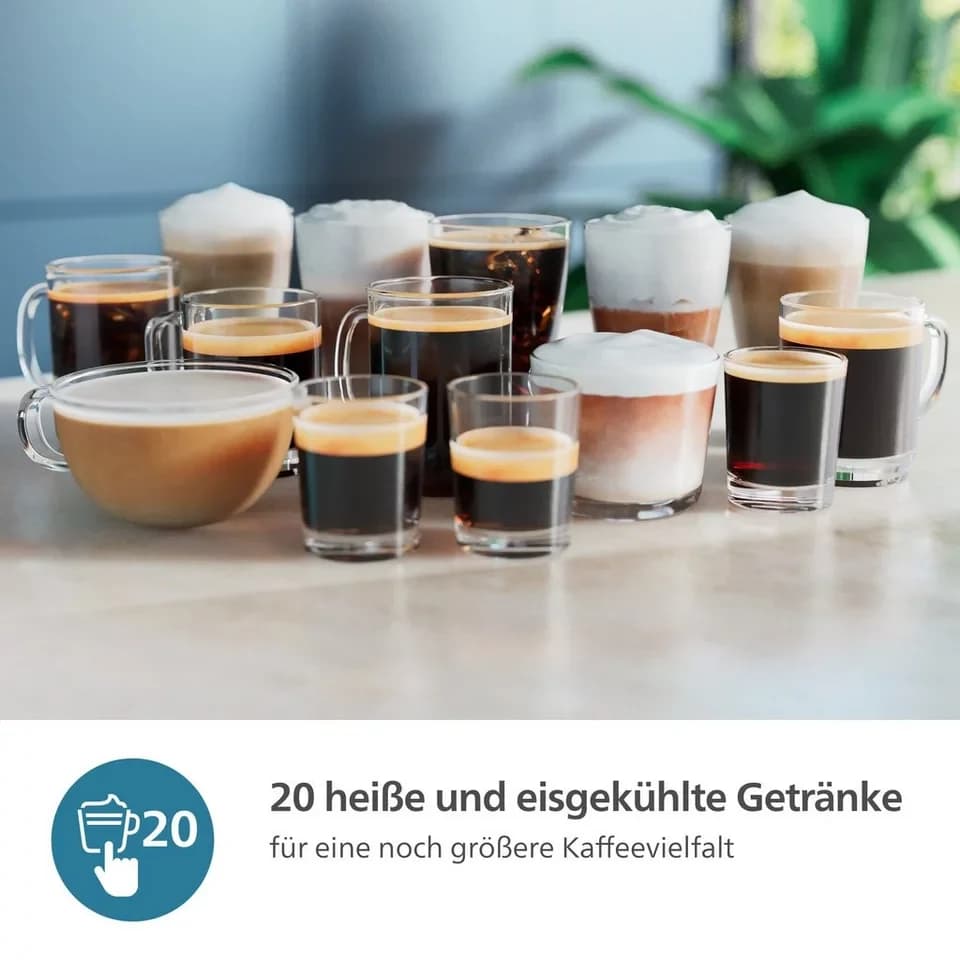 Philips Kaffeevollautomat EP5547/90 5500 Series, 20 Kaffeespezialitäten (heiß oder eisgekühlt), LatteGo-Milchsystem, SilentBrew Technologie - Thumbnail 3