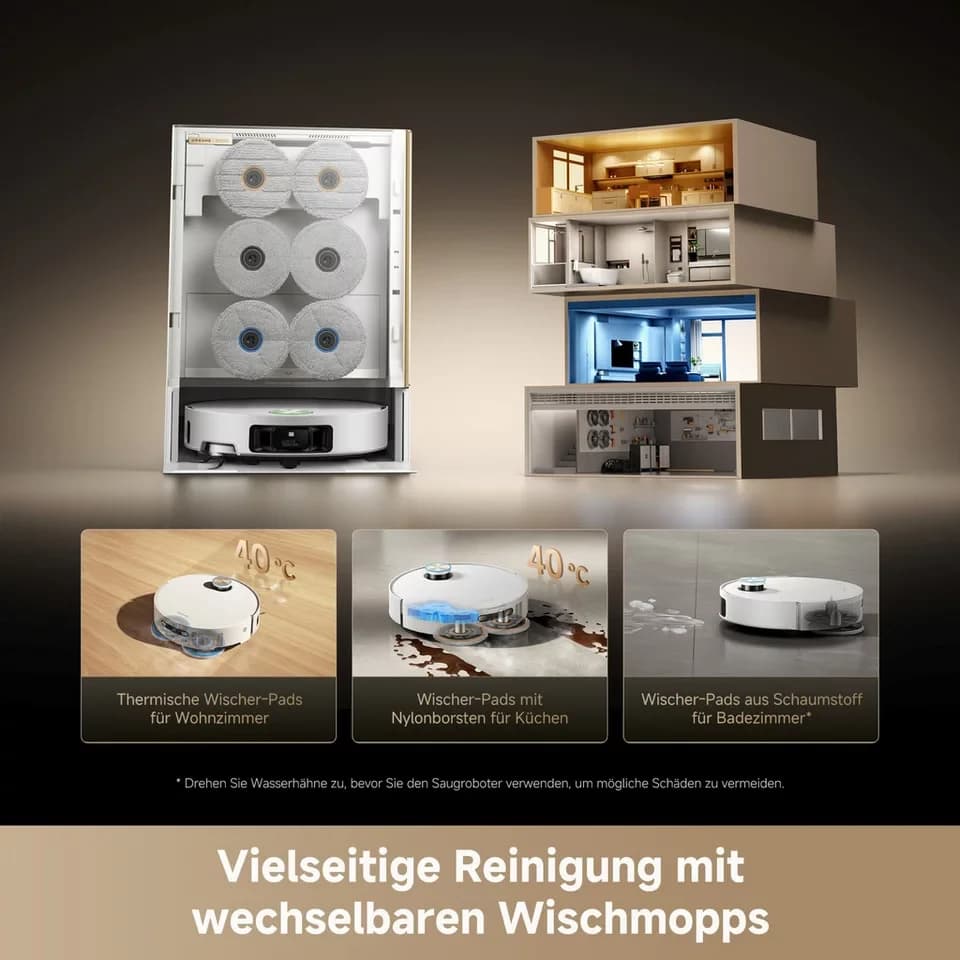 Dreame Saugroboter mit Wischfunktion Matrix 10 Ultra, 700 W, mit Beutel, Mop-Wechsel, drei Reinigungsmittel, überwindet Hindernisse, 30.000 Pa - Thumbnail 4