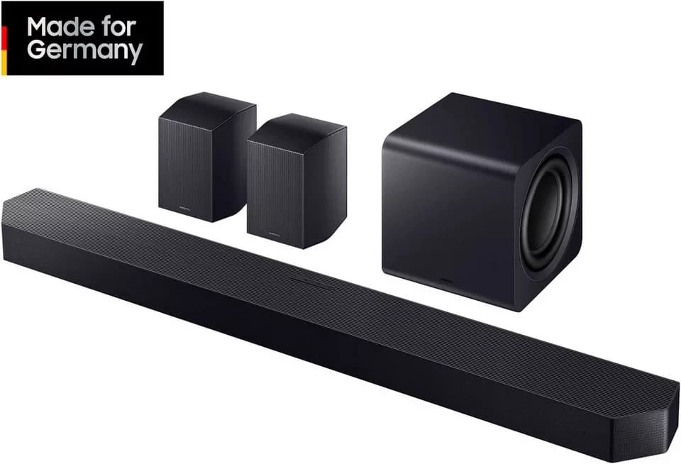 Samsung HW-Q995GF Q-Soundbar Soundbar 11.1.4 (Bluetooth, WLAN (WiFi), 40 W, 11.1.4-Kanal Subwoofer & Rücklautsprecher, Kabellos Dolby Atmos, DTS:X)