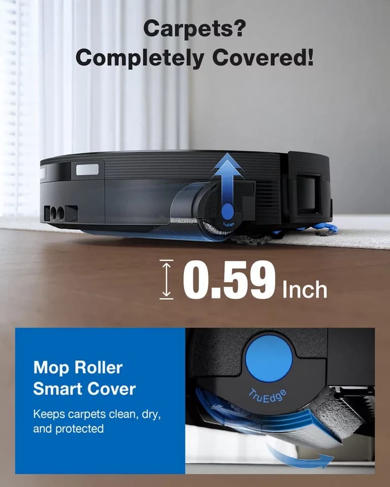 ECOVACS Nass-Trocken-Saugroboter DEEBOT X12 OmniCyclone, FocusJet-Technologie, 110 W, beutellos, 25cm, Wischrolle, OmniCyclone Station (beutellos), Haustierfreundlich - Thumbnail 5