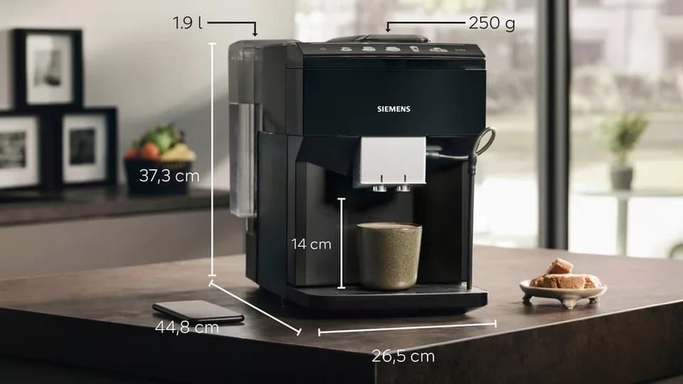 SIEMENS Kaffeevollautomat EQ500 classic TP513D09, viele Kaffeespezialitäten, OneTouch-Funktion, intuitives Farbdisplay, automatische Dampfreinigung, schwarz - Thumbnail 8