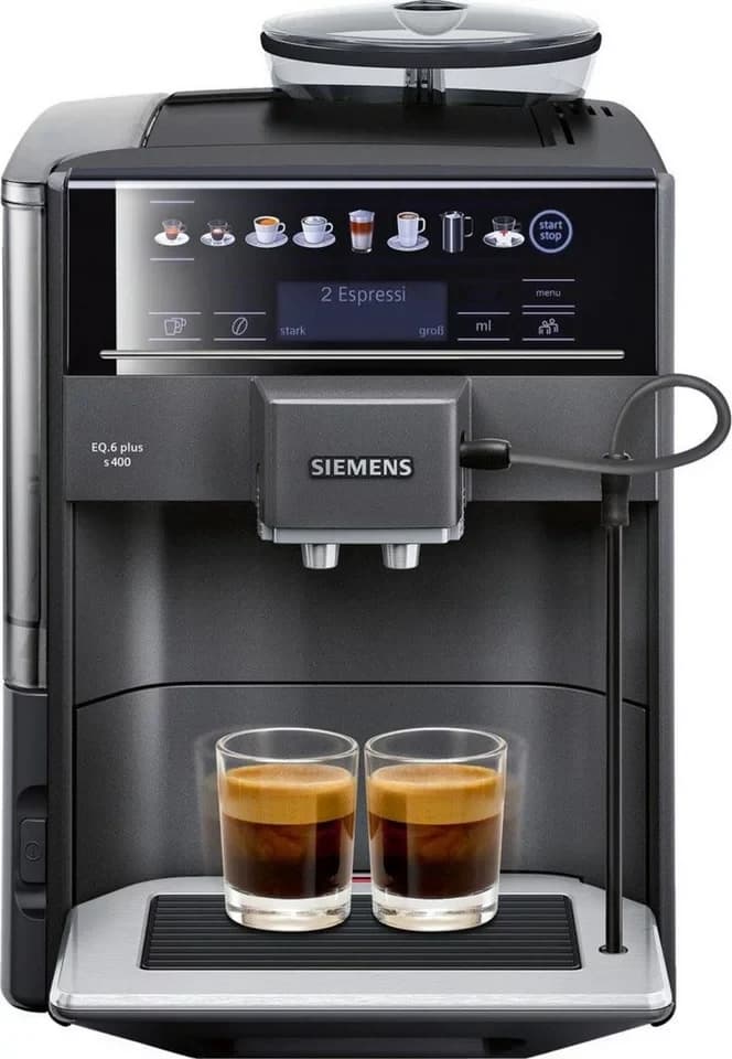 SIEMENS Kaffeevollautomat EQ6 plus s400 TE654509DE, Doppeltassenfunktion, Keramikmahlwerk, viele Kaffeespezialitäten, automatische Dampfreinigung, saphirschwarz - Thumbnail 7