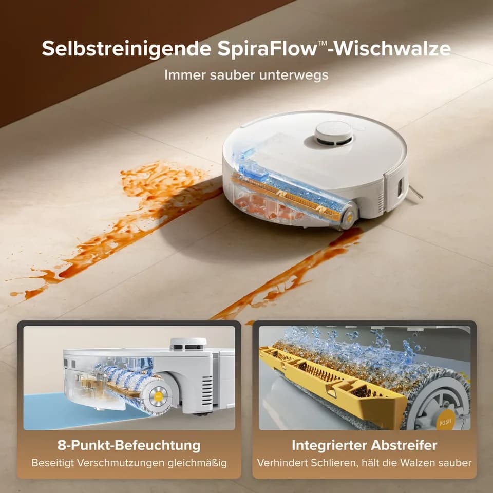 Roborock Saugroboter Qrevo Curv 2 FlowX, White, 65 W, mit Beutel, Automatische Teppichschutz‑Walzenklappe - Thumbnail 3