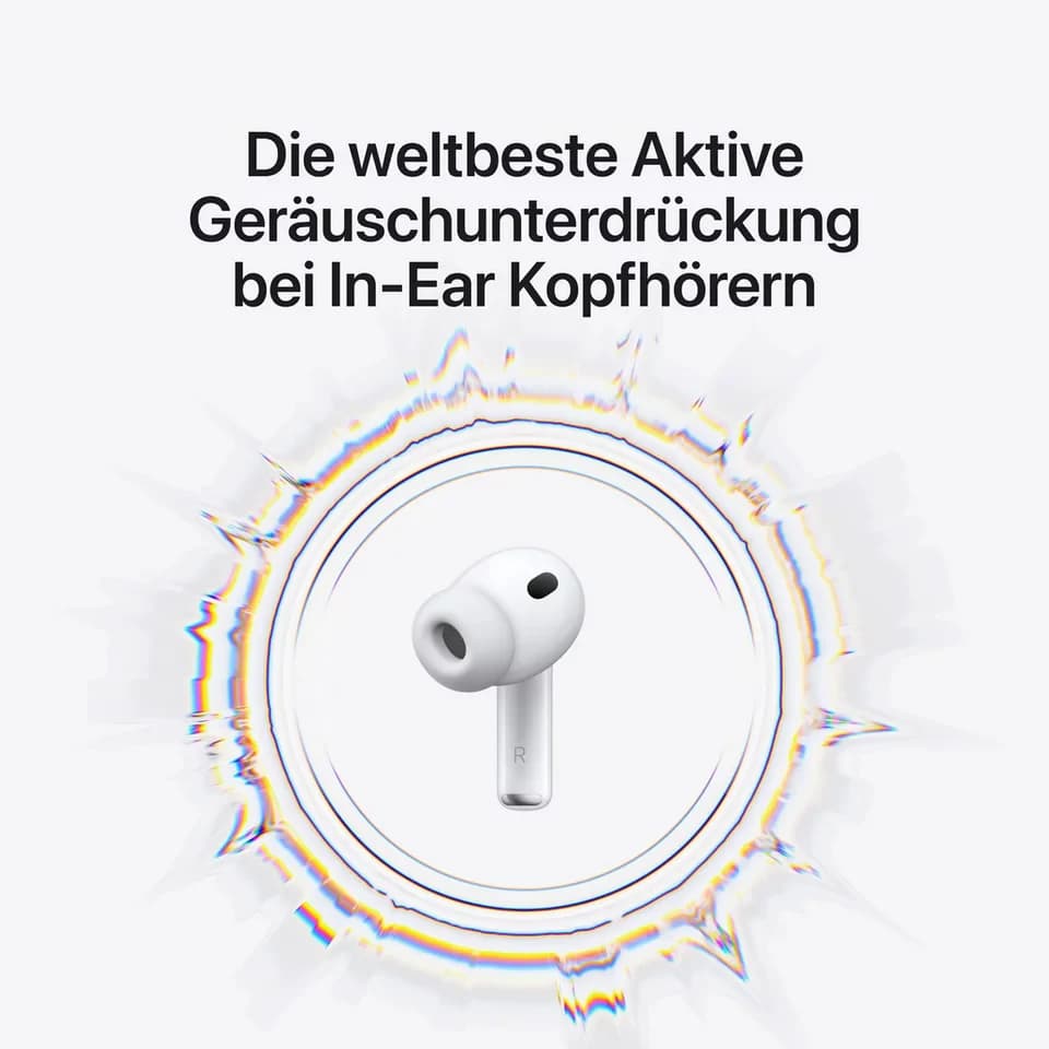 Apple AirPods Pro 3 wireless In-Ear-Kopfhörer (Active Noise Cancelling (ANC), Transparenzmodus, True Wireless, kompatibel mit Siri, Siri, Bluetooth) - Thumbnail 3