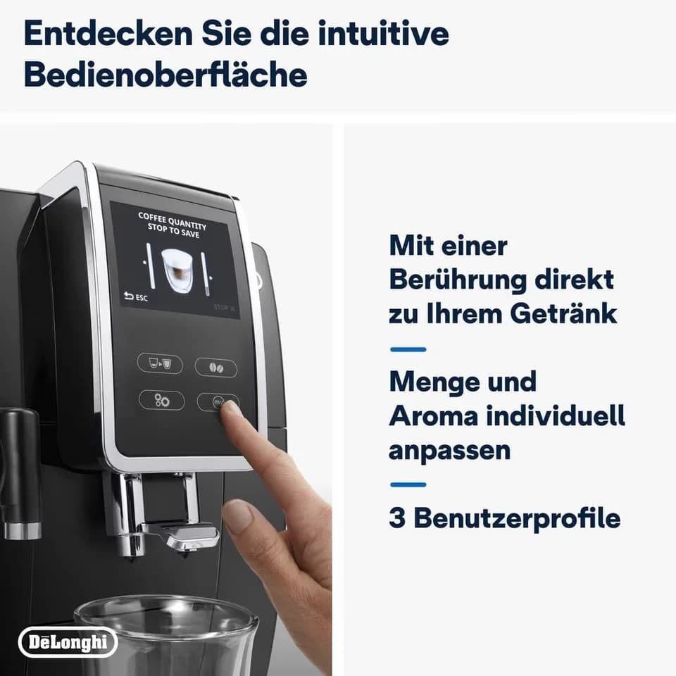 De'Longhi Kaffeevollautomat Dinamica Plus ECAM370.70.B - 14 Rezepte, perfekter Milchschaum, schwarz, Einfache Bedienung dank 3,5" Touchscreen & Kaffeekannen-Funktion - Thumbnail 6