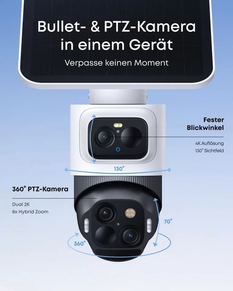 Anker Überwachungskamera T8172 (Kabellose Outdoor Sicherheitskamera mit Solar & 360° Überwachung) - Thumbnail 2
