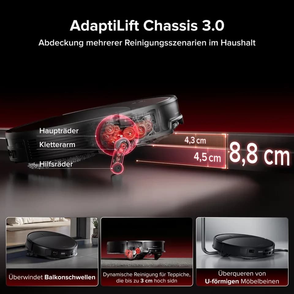 Roborock Saugroboter mit Wischfunktion roborock Saros 20, 36.000 Pa, Brandneues RockDock, AdaptiLift Chassis 3.0, 7,95cm Ultra-Slim Design,StarSight System 2.0 - Thumbnail 2