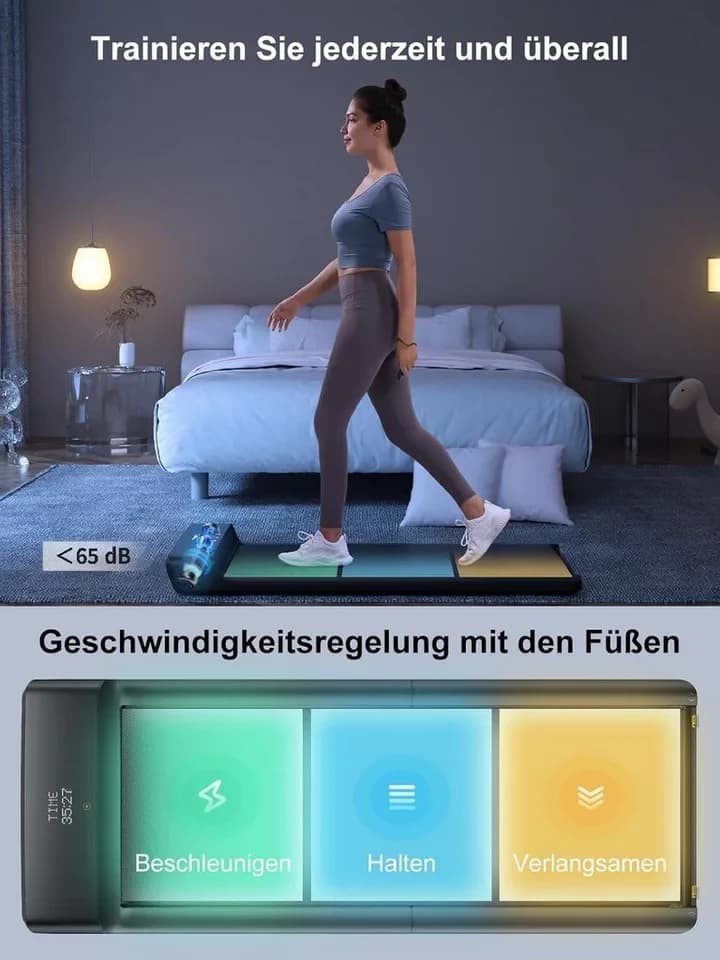 Kingsmith Laufband Klappbares WalkingPad A1 Pro Laufband für Schreibtisch, 180° Falttechnik, App Steuerung, LED Display, 0,5-6 km/h, max.136KG - Thumbnail 3