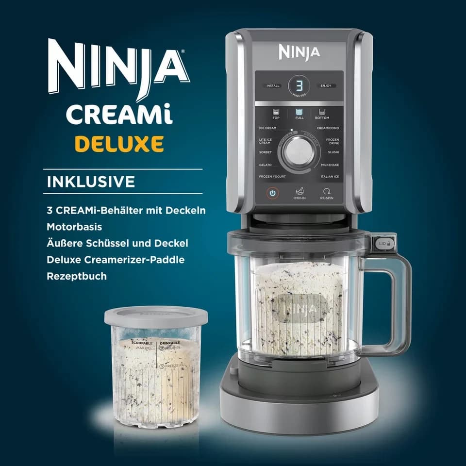 NINJA Eismaschine NC501EU Creami Deluxe, 10-in-1 Eis-und Eisgetränkmaschine, 800 W - Thumbnail 3