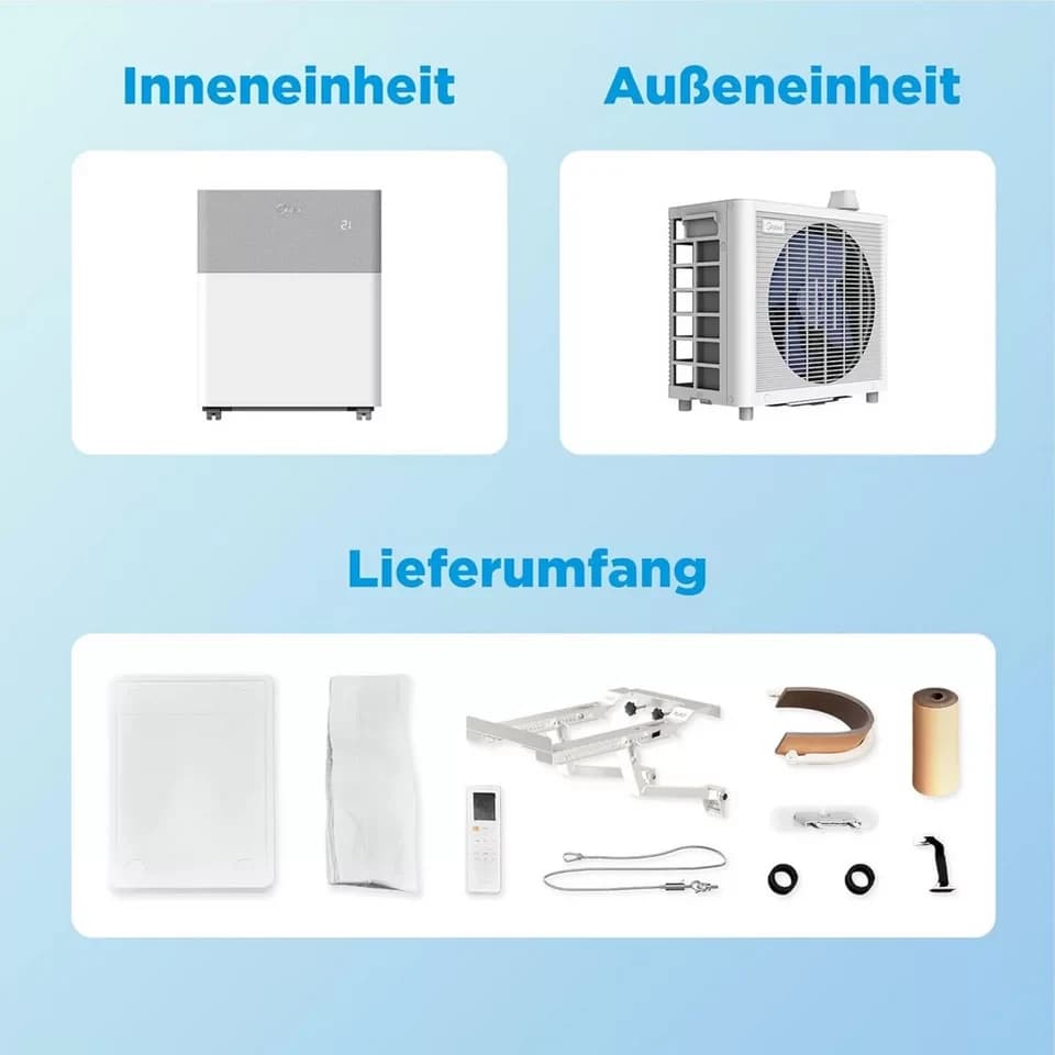 Midea Luftkühler Midea PortaSplit Mobiles Split-Klimagerät 12.000 BTU Kühlen & Heizen, Fernbedienung, Kühlen und Heizen - Thumbnail 4