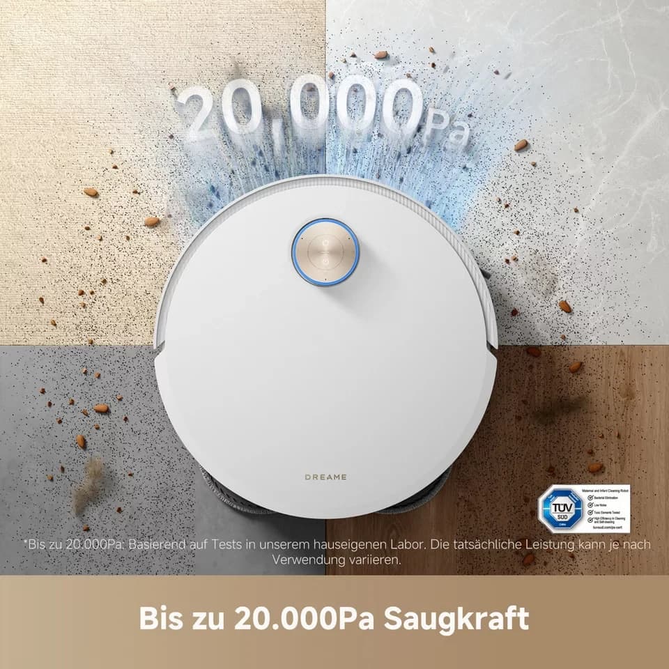 Dreame Saugroboter mit Wischfunktion Dreame X50 Ultra Complete, 20.000 Pa Saugkraft, mit Beutel, Hindernisüberwindung, einfahrbarer Laserturm - Thumbnail 10
