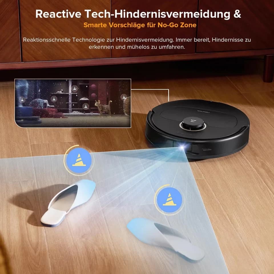 Roborock Saugroboter Qrevo S5V, FlexiArm Mopp(Upgrade von Qrevo/S7 Pro Ultra), 60 W, 12000Pa Saugkraft, 100% Haar-Entfernungsrate, 0% Verhedderung, Multifunktionales Dock, Reactive Tech-Hindernisvermeidung, PreciSense-LiDAR-Navigation - Thumbnail 8