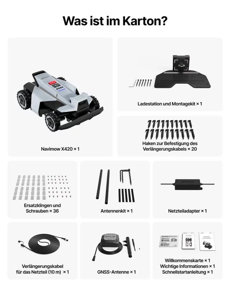 NAVIMOW Rasenmähroboter Segway X420 Mähroboter ohne Begrenzungskabel, bis 2000 m² Rasenfläche, (1-St., Zero-Turn AWD für 84 % Steigungen, NRTK+360° Vision), All-Terrain-Rasenmäher Roboter, Keine RTK-Basisstation - Thumbnail 10