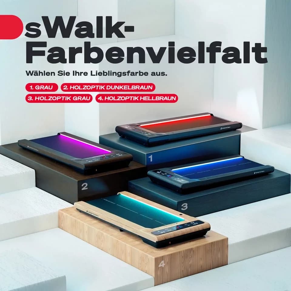 Sportstech Laufband sWalk, bis 8 km/h, Steigung 7,5%, Trainingsprogramme, LED Tempolicht - Thumbnail 9