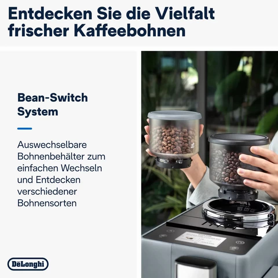 De'Longhi Kaffeevollautomat Rivelia EXAM440.55.G – 16 Kaffee-Rezepte, 2 Barista-Bohnenbehälter, grau, Extra-Shot-Funktion, Innovatives Bean-Switch System, Touchdisplay - Thumbnail 2