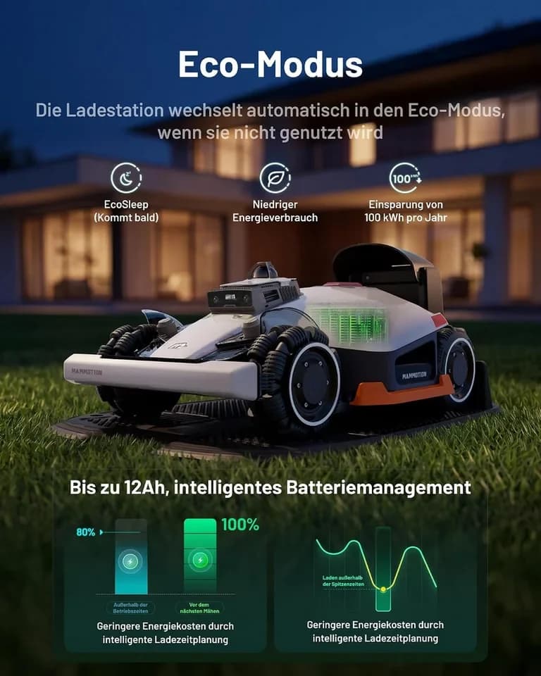 Mammotion Rasenmähroboter LUBA 3 AWD 3000 mit Garage, bis 3000 m² Rasenfläche, (360° LiDAR + Dual-Kamera-KI-Vision + NetRTK), Allradantrieb, Auto-Kartierung, 80% Steigung, 4G Moudel, APP - Thumbnail 10