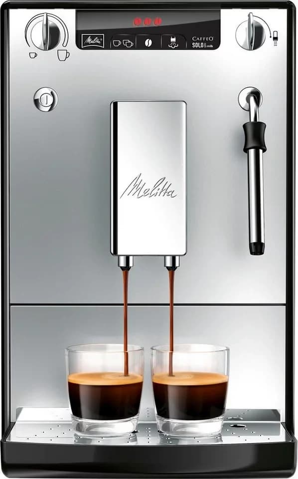 Melitta Kaffeevollautomat Solo® & Milk E953-202, silber/schwarz, Café crème & Espresso per One Touch, Düse für Milchschaum - Thumbnail 2