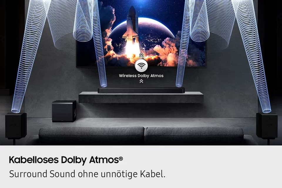 Samsung HW-Q935GF Q-Soundbar Soundbar 9.1.4 (Bluetooth, WLAN (WiFi), 40 W, 9.1.4-Kanal Subwoofer & Rücklautsprecher, Kabellos Dolby Atmos, DTS:X) - Thumbnail 6