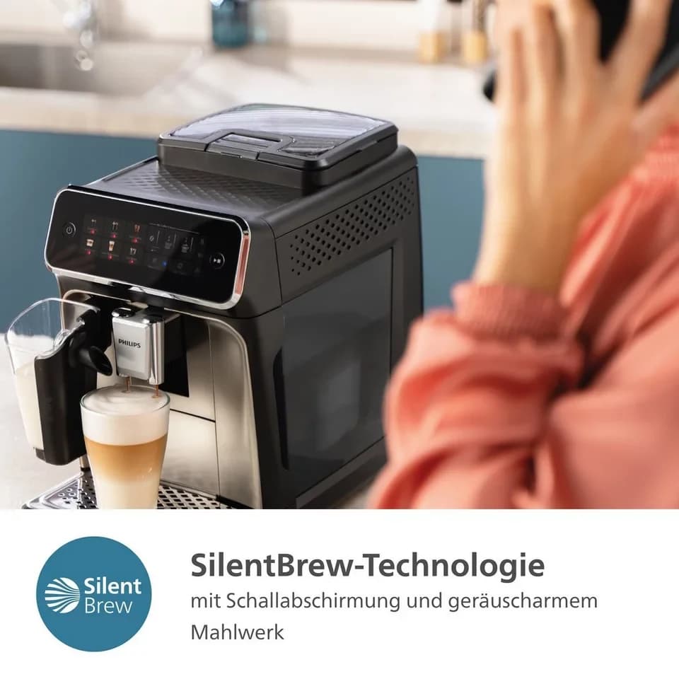 Philips Kaffeevollautomat EP3347/90 3300 Series, 6 Getränke (heiß oder eisgekühlt), LatteGo-Milchsystem, SilentBrew Technologie - Thumbnail 8