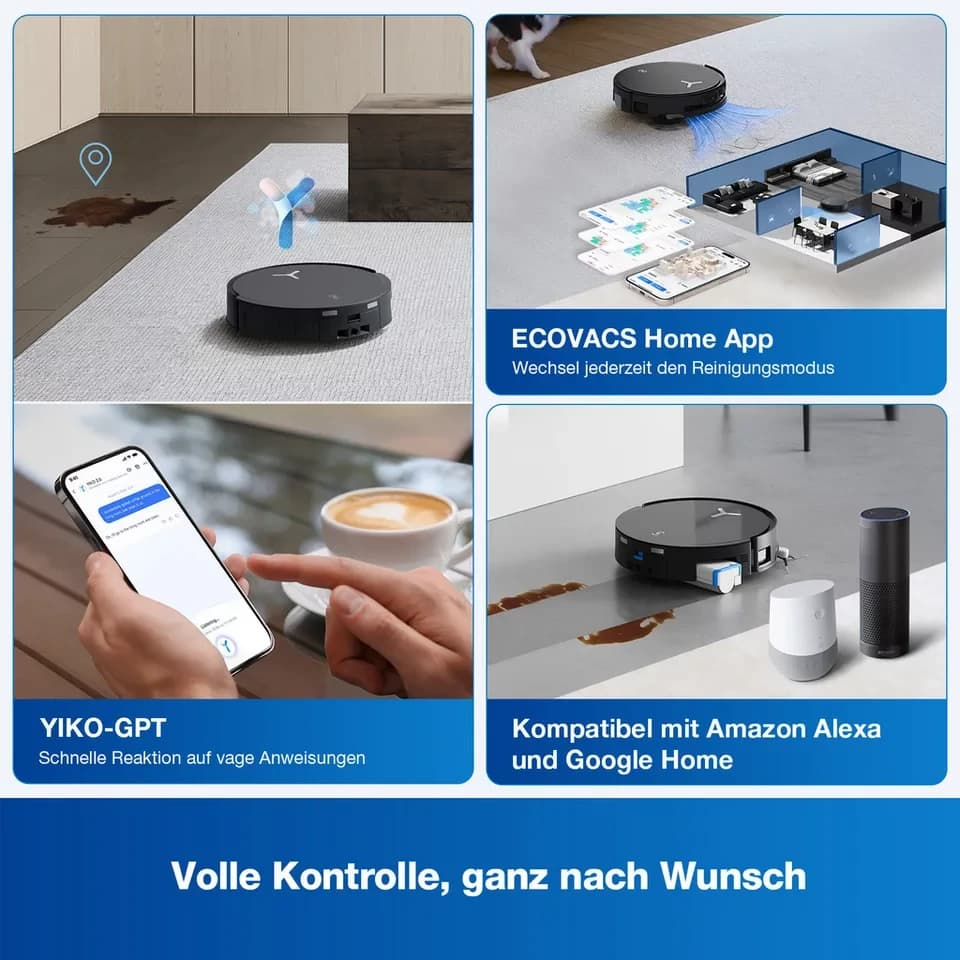 ECOVACS Saugroboter mit Wischfunktion, ECOVACS DEEBOT X8 OMNI, 18.000 Pa, OMNI-Station mit 75° Mopp-Waschen, OZMO ROLLER Wischen - Thumbnail 9