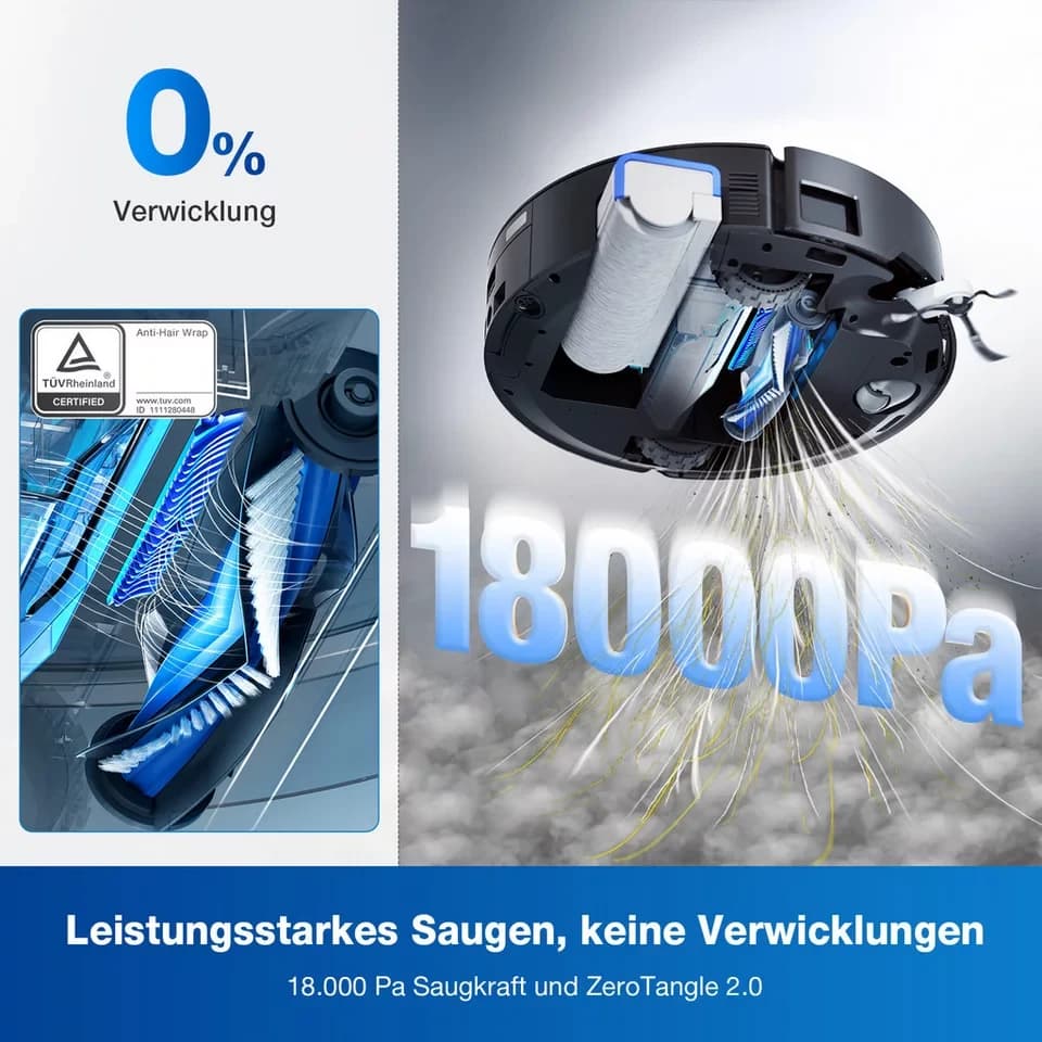 ECOVACS Saugroboter mit Wischfunktion, ECOVACS DEEBOT X8 OMNI, 18.000 Pa, OMNI-Station mit 75° Mopp-Waschen, OZMO ROLLER Wischen - Thumbnail 7