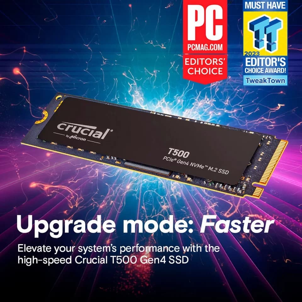 Crucial T500 1 TB interne SSD (1 TB) 7300 MB/S Lesegeschwindigkeit, 6800 MB/S Schreibgeschwindigkeit - Thumbnail 2