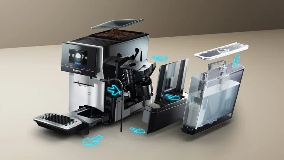 SIEMENS Kaffeevollautomat EQ700 classic TP715D47, Cold Brew, intuitives 5" TFT-Display, App, iaromaSelect, 10 Favoriten, autom. Dampfreinigung,silber metallic - Thumbnail 3