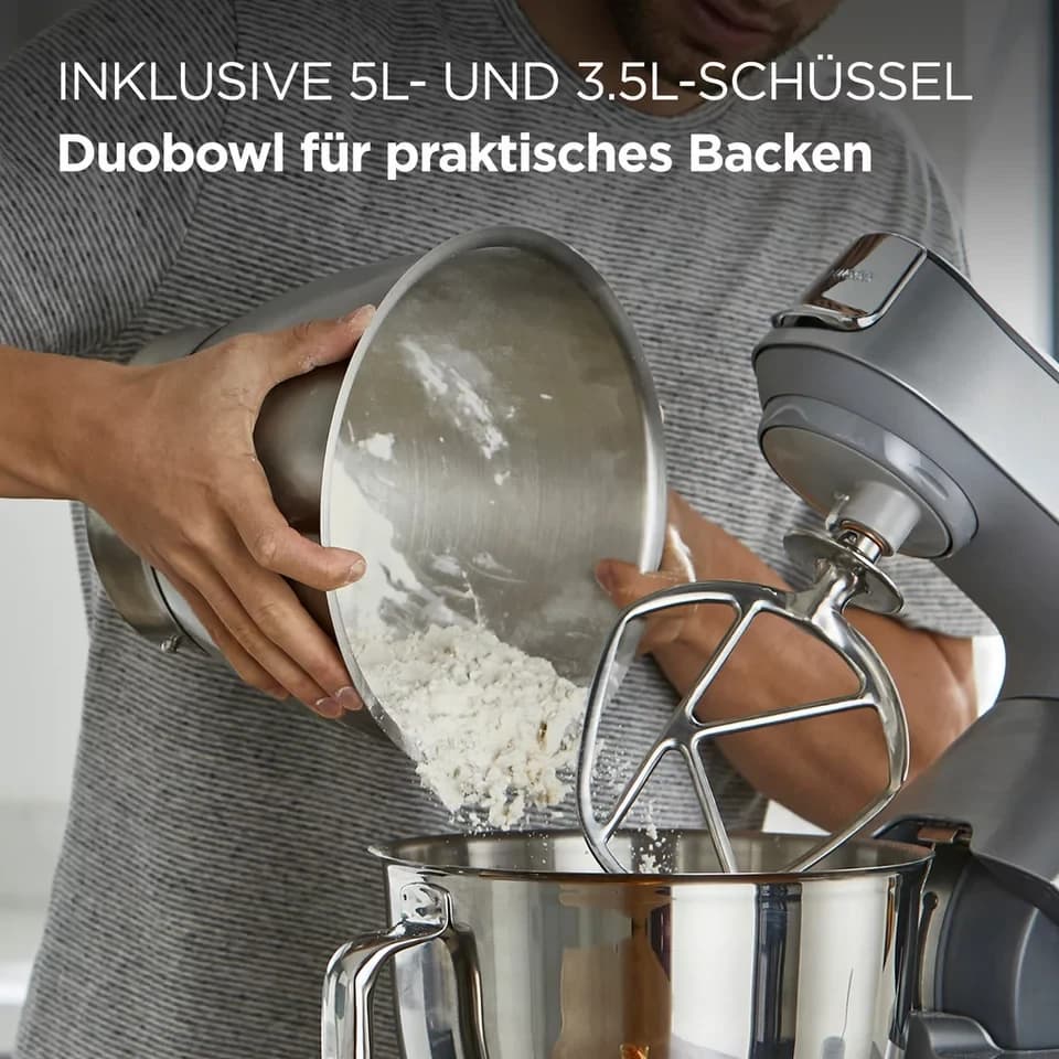 KENWOOD Küchenmaschine Titanium Chef Baker KVC85.594SI, 1200 W, 5 l Schüssel, inkl. umfangreiches Zubehör, mit integrierter EasyWeigh Waage - Thumbnail 3