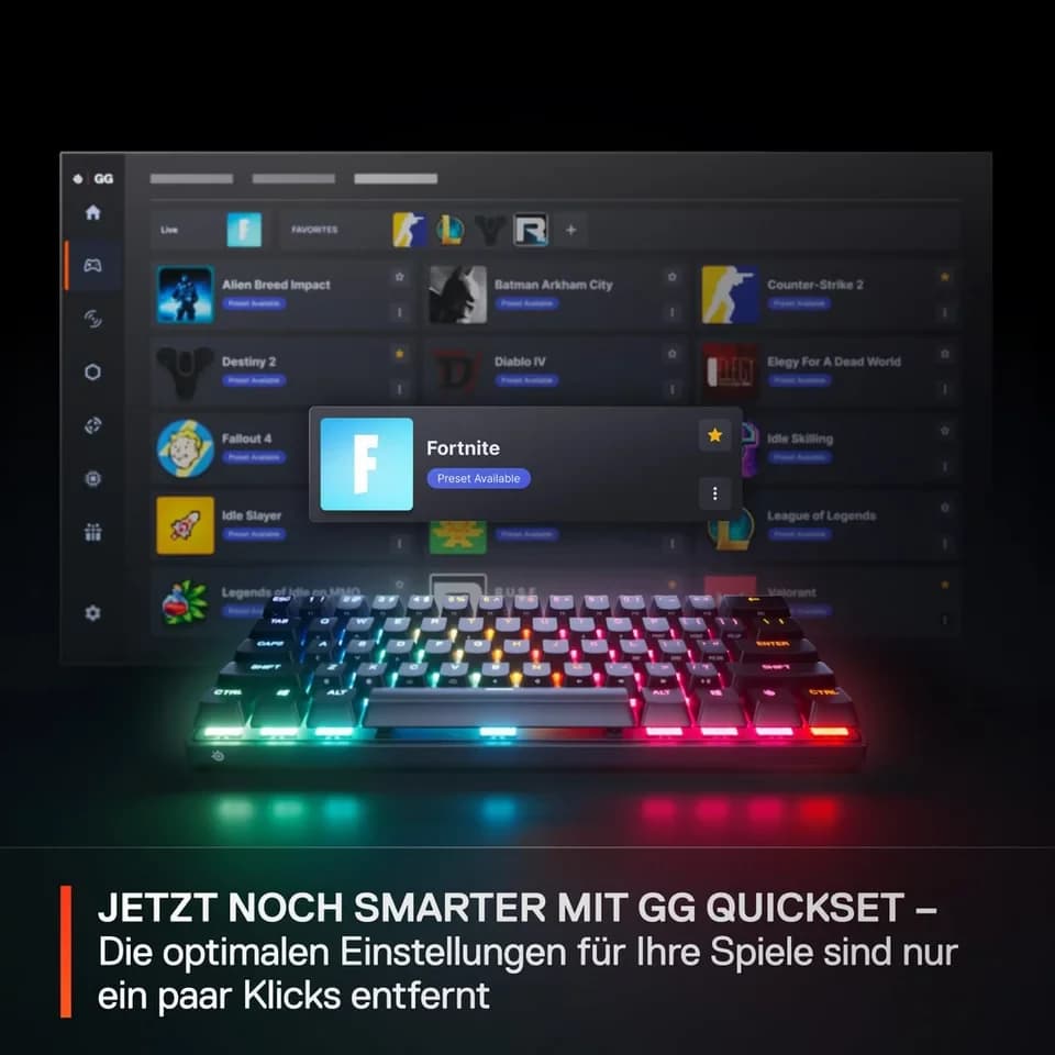 SteelSeries Apex Pro Mini Gen 3 DE Tastatur (Compacte Gaming-Tastatur mit anpassbaren Tasten) - Thumbnail 4