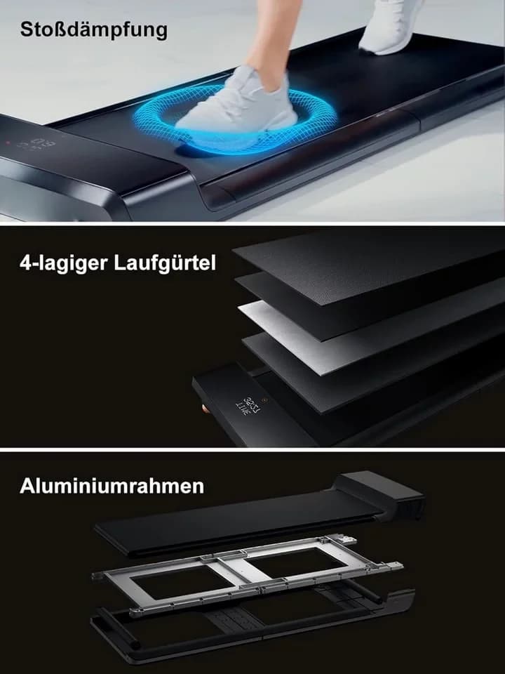 Kingsmith Laufband Klappbares WalkingPad A1 Pro Laufband für Schreibtisch, 180° Falttechnik, App Steuerung, LED Display, 0,5-6 km/h, max.136KG - Thumbnail 5