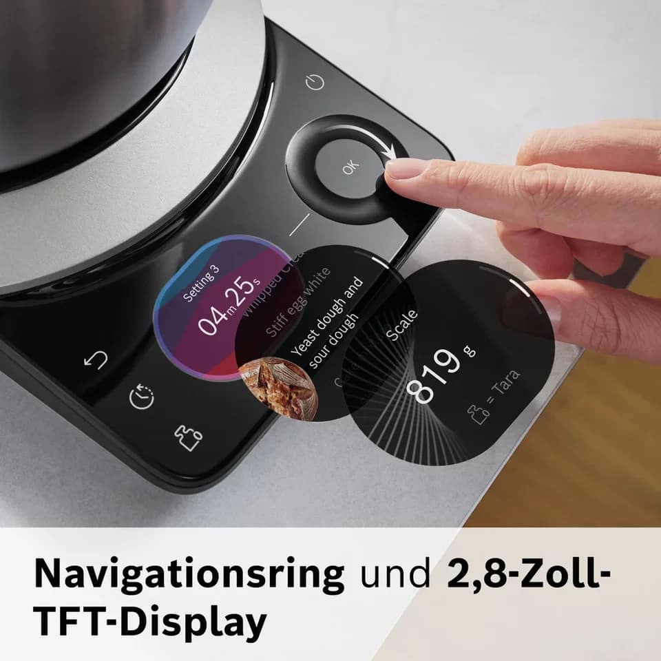 BOSCH Küchenmaschine Küchenmaschine Serie 8, MUMS8ZS18, XL 6 L Edelstahlschüssel, Waage, 1800 W, 10,2 l Schüssel, 7 Automatikprogramme, Timer, Vollmetallgehäuse, Edelstahl-Rührer - Thumbnail 8
