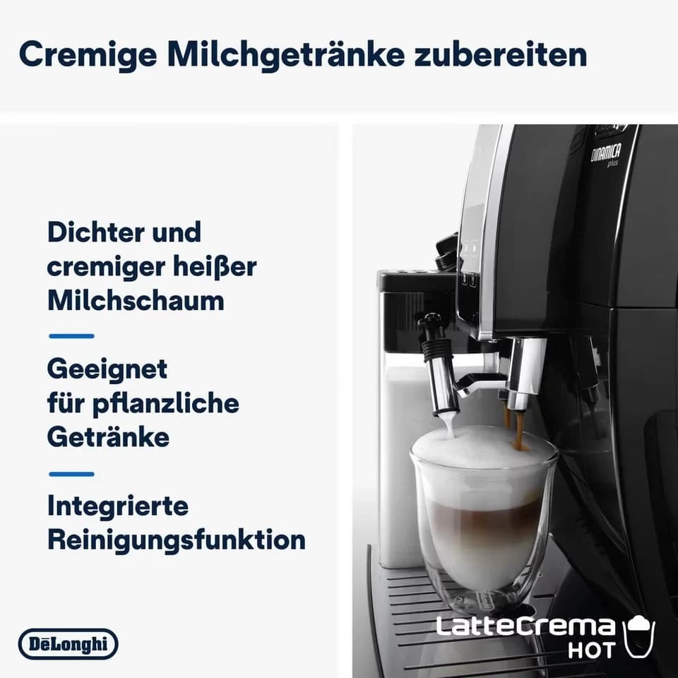 De'Longhi Kaffeevollautomat Dinamica Plus ECAM370.70.B - 14 Rezepte, perfekter Milchschaum, schwarz, Einfache Bedienung dank 3,5" Touchscreen & Kaffeekannen-Funktion - Thumbnail 5