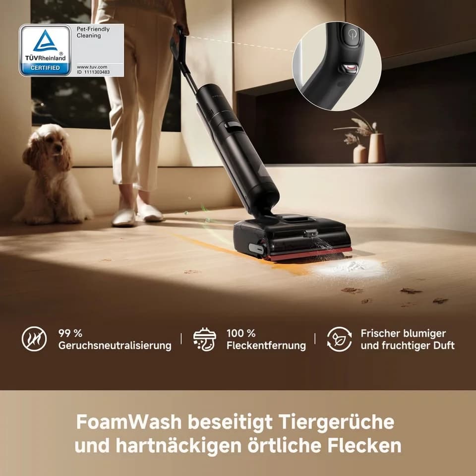 Dreame Nass-Trocken-Sauger H15 Pro Foam Wash, 400 W, Kombi aus Warmwasser-Schaumreinigung, 180°-Design, 23.000 Pa Saugkraft - Thumbnail 4