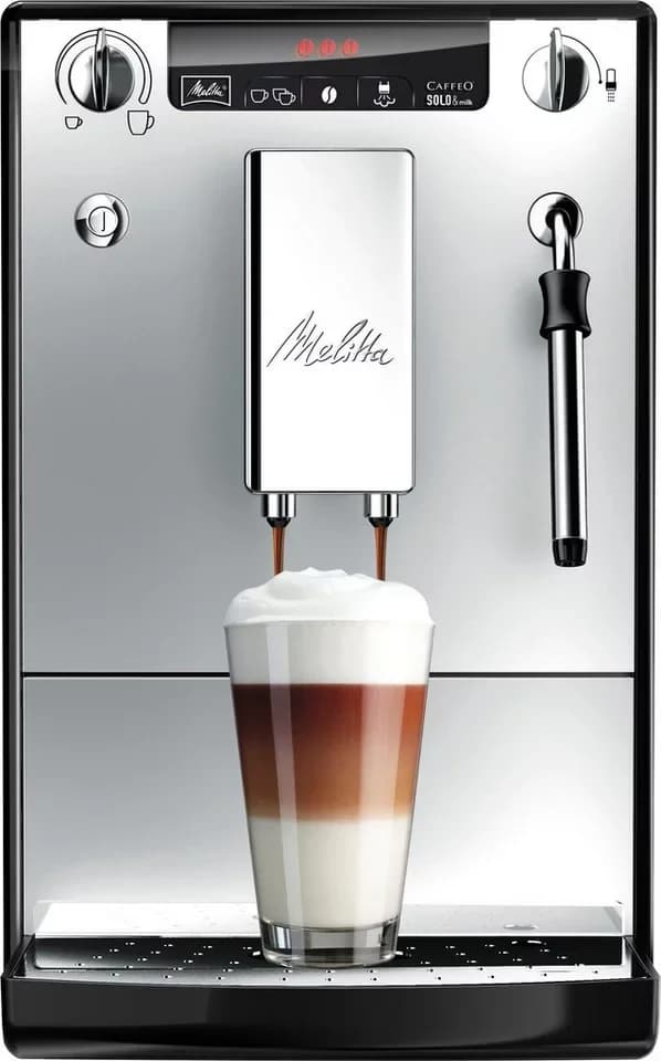 Melitta Kaffeevollautomat Solo® & Milk E953-202, silber/schwarz, Café crème & Espresso per One Touch, Düse für Milchschaum - Thumbnail 3