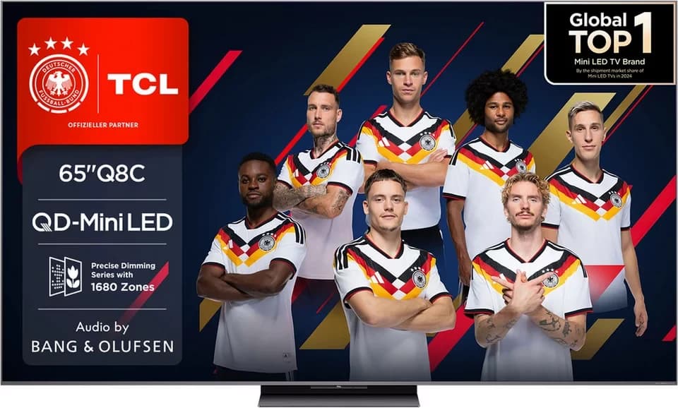 TCL 65Q8CX7 Mini-LED-Fernseher (164 cm/65 Zoll, 4K Ultra HD, Smart-TV, Google TV, Audio von Bang & Olufsen, Smart TV, Apple TV, 144Hz, 4K, Dolby Vision)