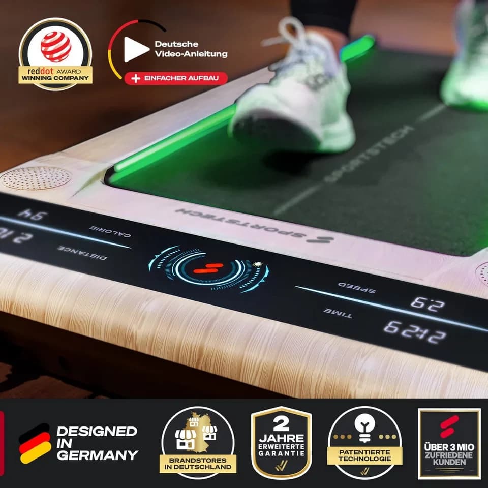 Sportstech Laufband sWalk, bis 8 km/h, Steigung 7,5%, Trainingsprogramme, LED Tempolicht - Thumbnail 4