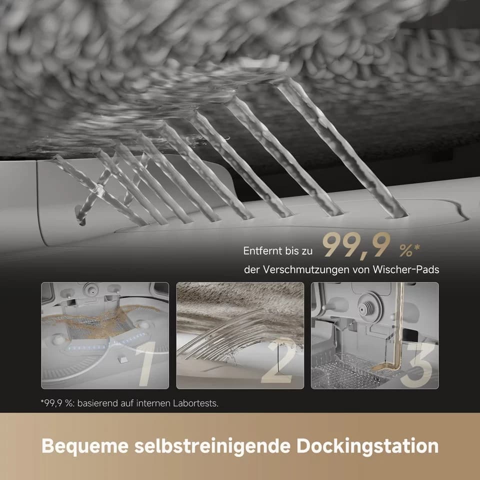 Dreame Saugroboter mit Wischfunktion L50 Pro Ultra, 600 W, 19500Pa Saugkraft, Vollautomatische Basisstation, Reinigung bei 75° C - Thumbnail 8