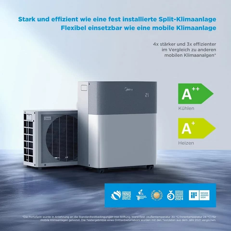 Midea Luftkühler Midea PortaSplit Mobiles Split-Klimagerät 12.000 BTU Kühlen & Heizen, Fernbedienung, Kühlen und Heizen - Thumbnail 3