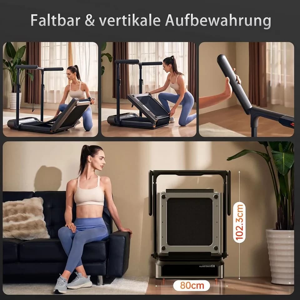 Kingsmith Laufband WalkingPad R3 Hybrid+ Klappbares Laufband, App Steuerung,Doppelfalttechnik,Manueller&automatischer Modus,1-12km/h - Thumbnail 3