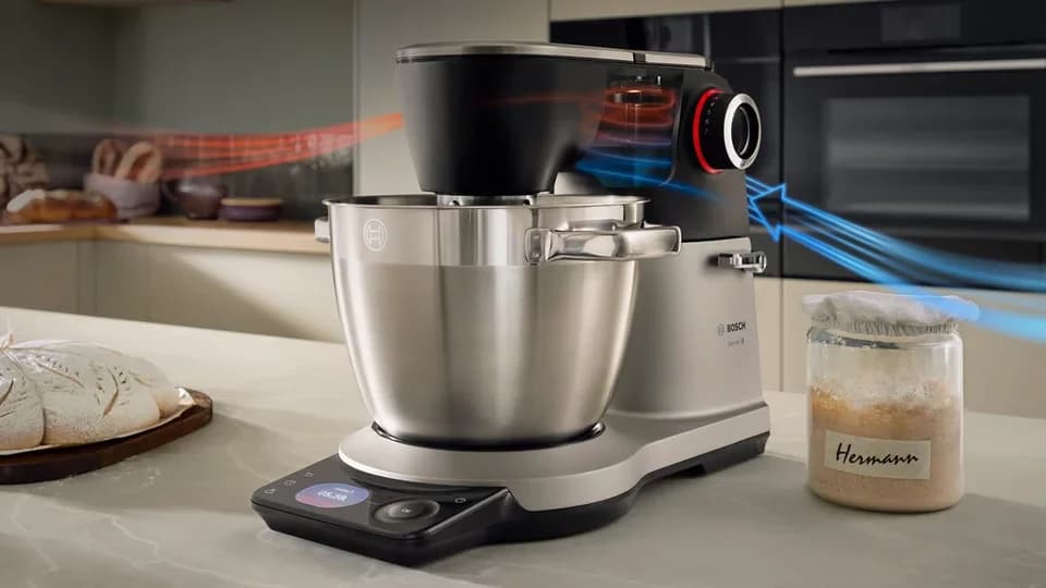 BOSCH Küchenmaschine Serie 8, MUMS8ZS22, XL 6 L Edelstahlschüssel, Waage, 1800 W, 9,6 l Schüssel, ToGo Mix-/ Trinkbecher, Timer, Vollmetallgehäuse, Durchlaufschnitzler - Thumbnail 10